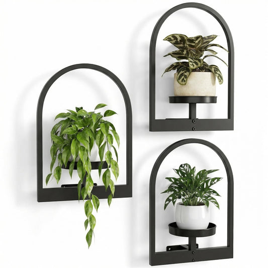 Vercome Wall Planters for Indoor Plants, Plant Holder Hanger Indoor, Wall-Mounted Planter Frame for Outdoor, Vertical Hanging Flower Pots Holder Plant Stand for Home Decor, 3 Pack