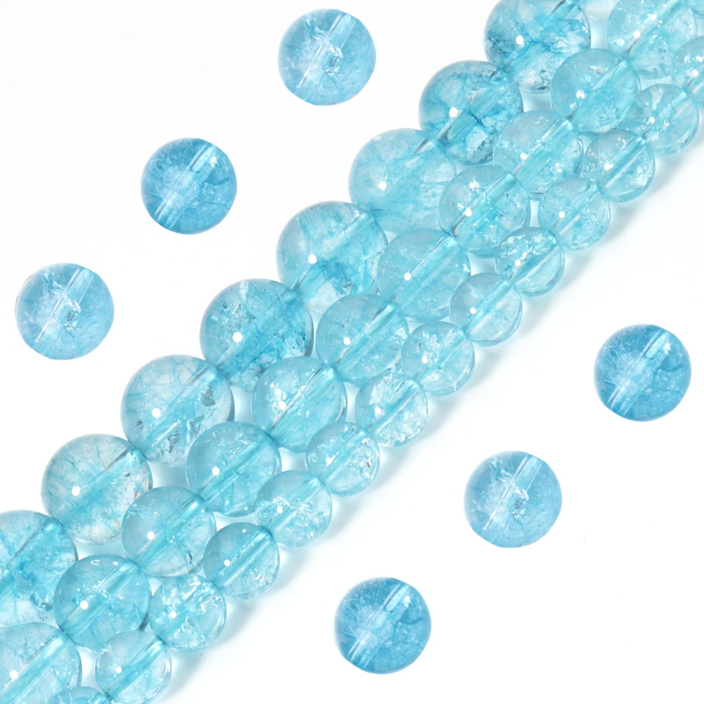Siomia 45pcs 8mm Natural Blue Topaz Gemstone Beads Energy Healing Crystal Round Loose Stone Beads for Jewelry Making, DIY Bracelets Necklaces