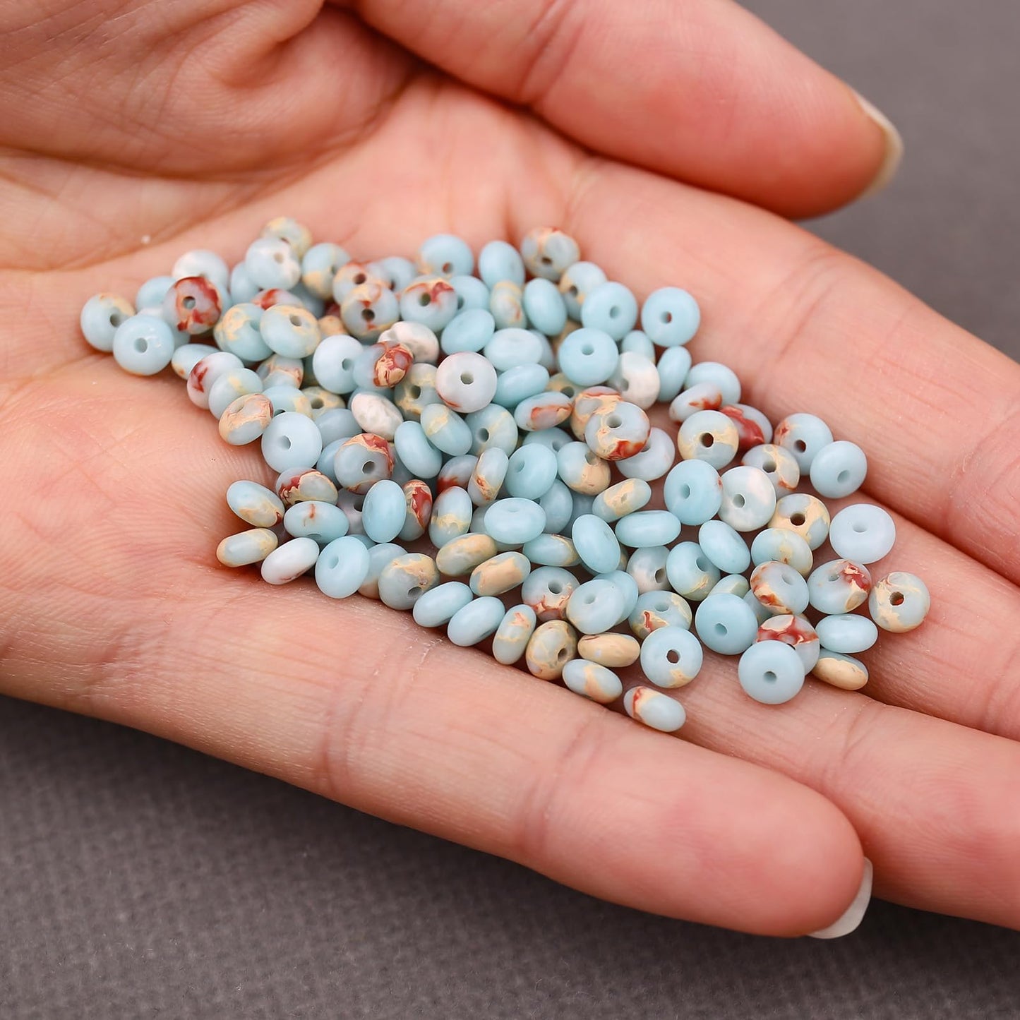 BONNY BOXX 1 Strand Natural 2 * 4mm Snakeskin Imperial Rondelle Beads, Natural Abacus Disk Stone Beads Loose Spacer Gemstone for DIY Bracelet Necklace Jewelry Making