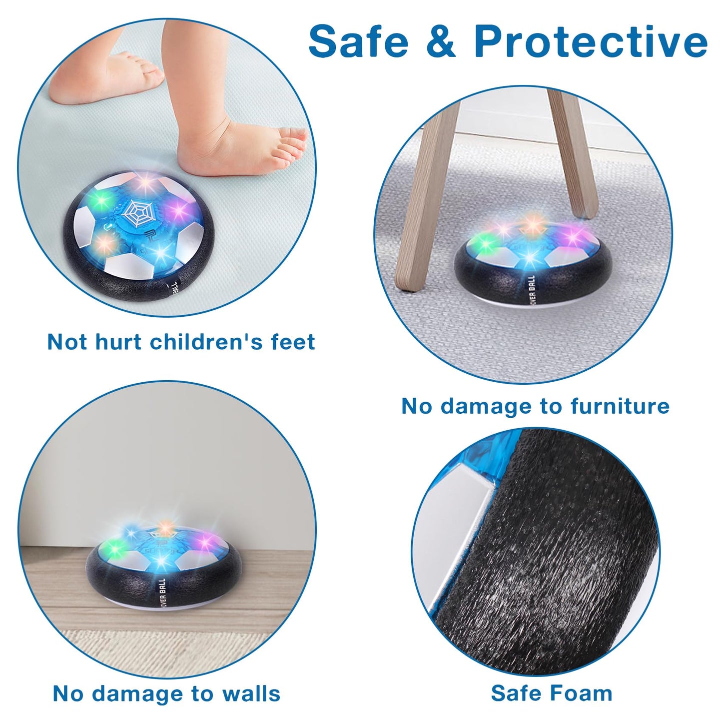 OurHonor Hover Soccer Balls, 2 in1 Hover Football Toy Set with LED Star Night Light USB Rechargeable Bumper Sports Games Gift for Boys Age 6 7 8 9 10 11 12 Christmas Birthday Party Present