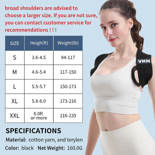 VKN Posture Corrector with Heavy Shoulder Straps - One-Piece Back Brace for Daily Workout & Gym - Breathable Elastic Spine Alignment Trainer for Men and Women - Snug Fit Body Shape Corrector for Home & Office (S)