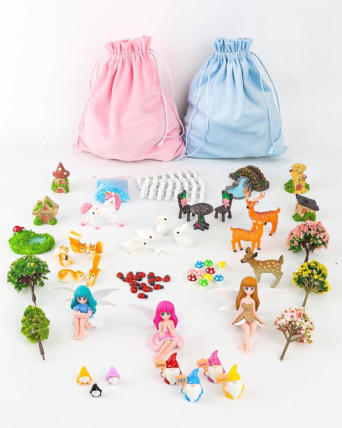 Avalution 70 Pcs Fairy Garden Accessories Kit – Miniature DIY Fairy Garden Accessories, Indoor & Outdoor Garden Decorations, Weather Resistant, Gift Bags Included