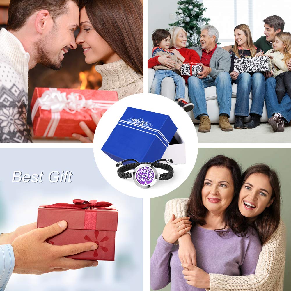 ttstar Essential Oil Diffuser Bracelet Set - Stainless Steel Aromatherapy Locket with Adjustable Band, Includes 12pcs Refill Pads Gift for Women