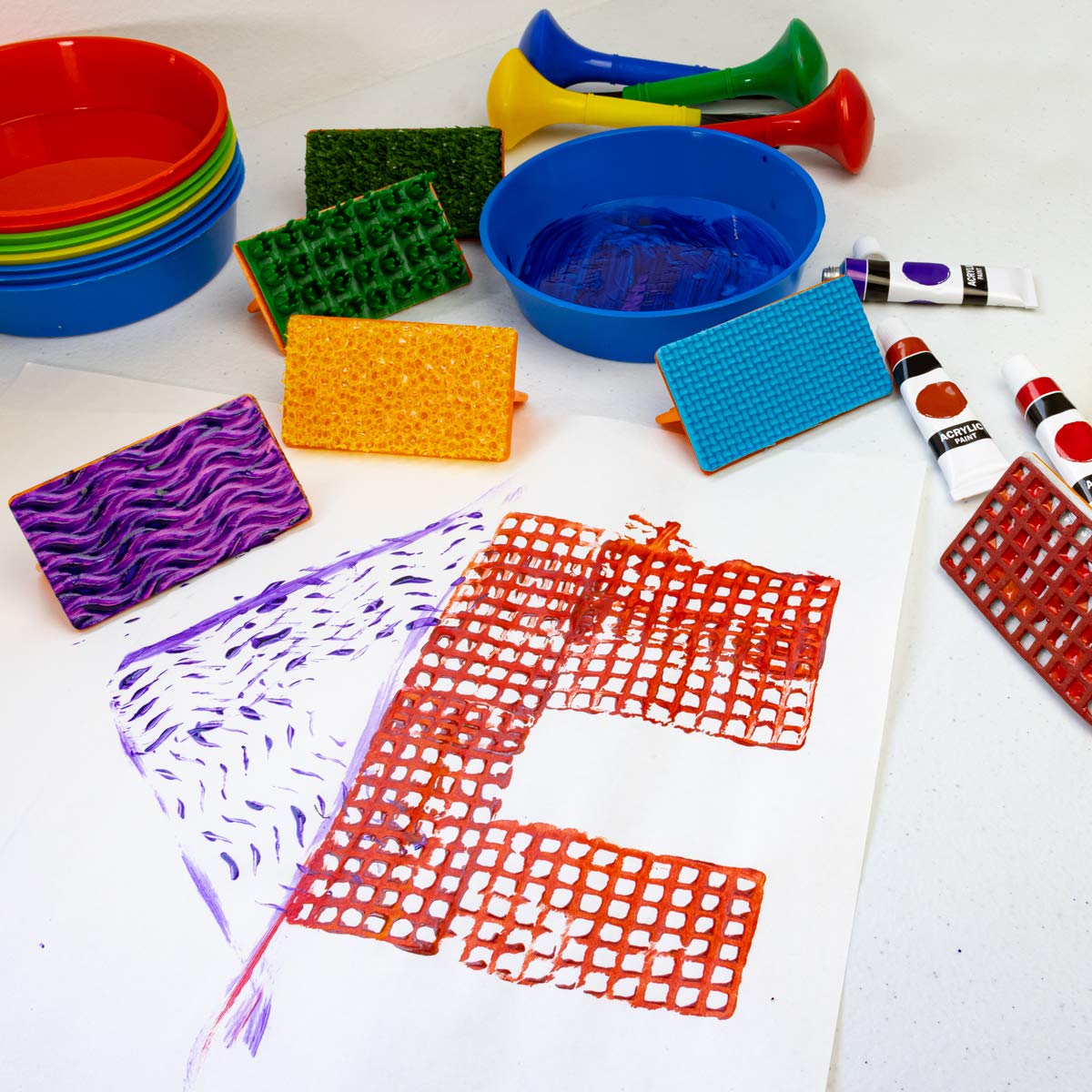 Hygloss Products Kids Arts and Crafts Sponge Stamps Textured Foam Stampers for Painting, 6 Fun Designs, for Classrooms and at Home, Each Measures 1 7/8 x 3 1/4 inches (6-Pack)