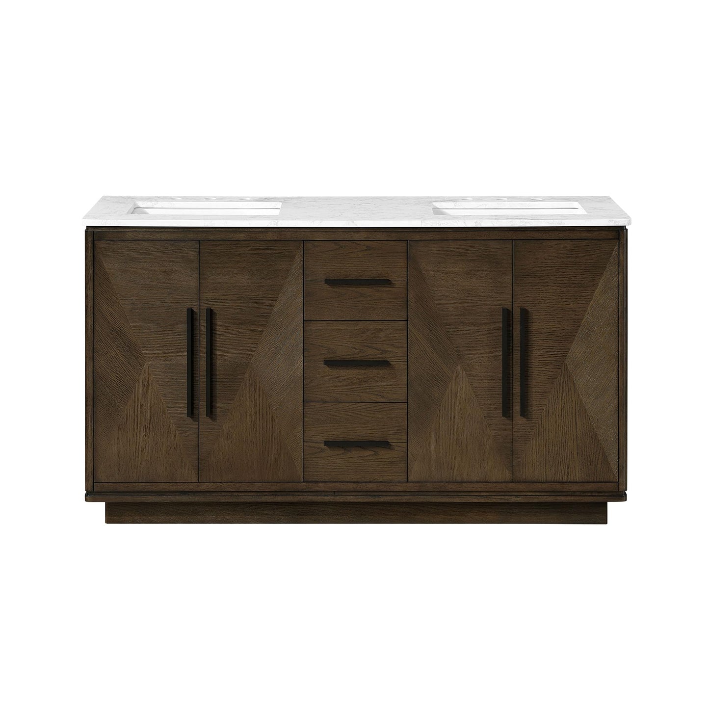 OVE Decors Hale 60 in. Double Sink Freestanding Aged Sweet Oak Bathroom Vanity with Engineered Marble Top