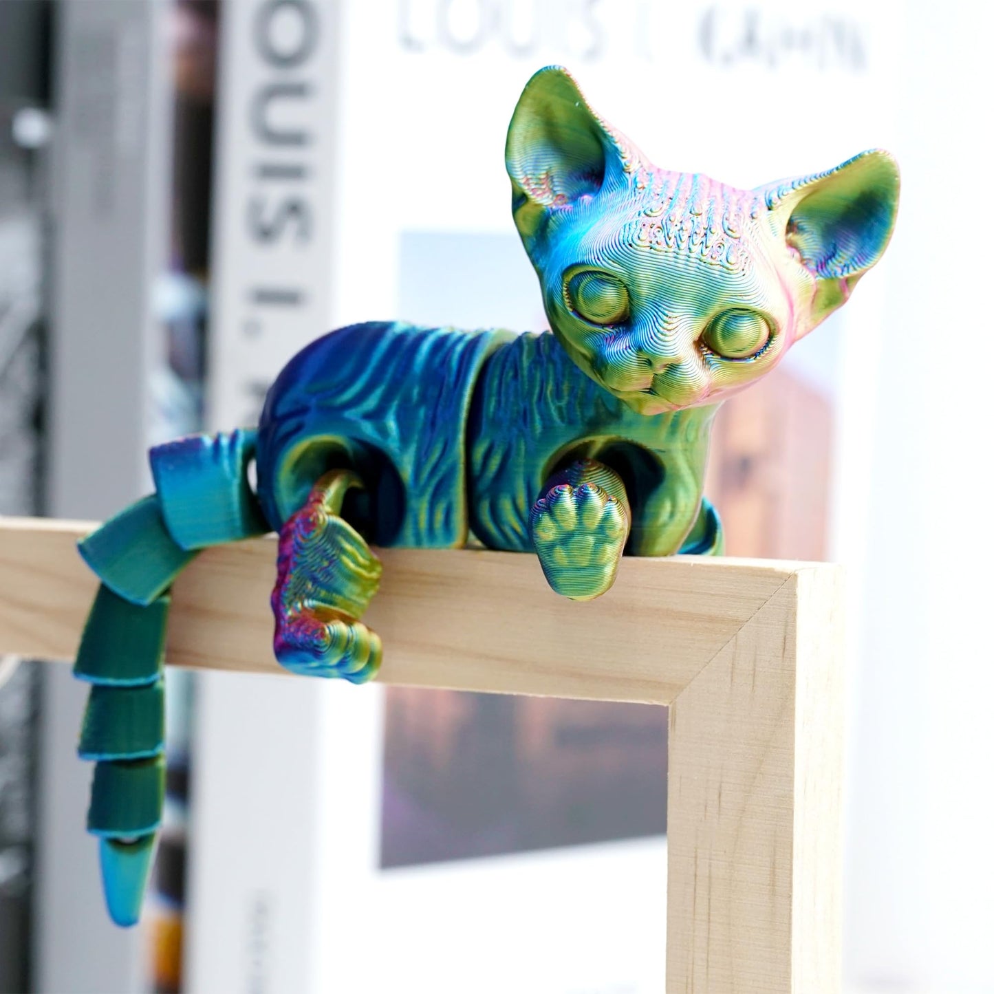 BANPIWOLG 3D Printed Cat Model,Flexible Cat Animals Toy Statue,Joint Mobility,Home Office Decor,Interesting Toys for Autism/ADHD,Festival Gifts toco,Fidget Toys, Executive Desk Toy (RYB)