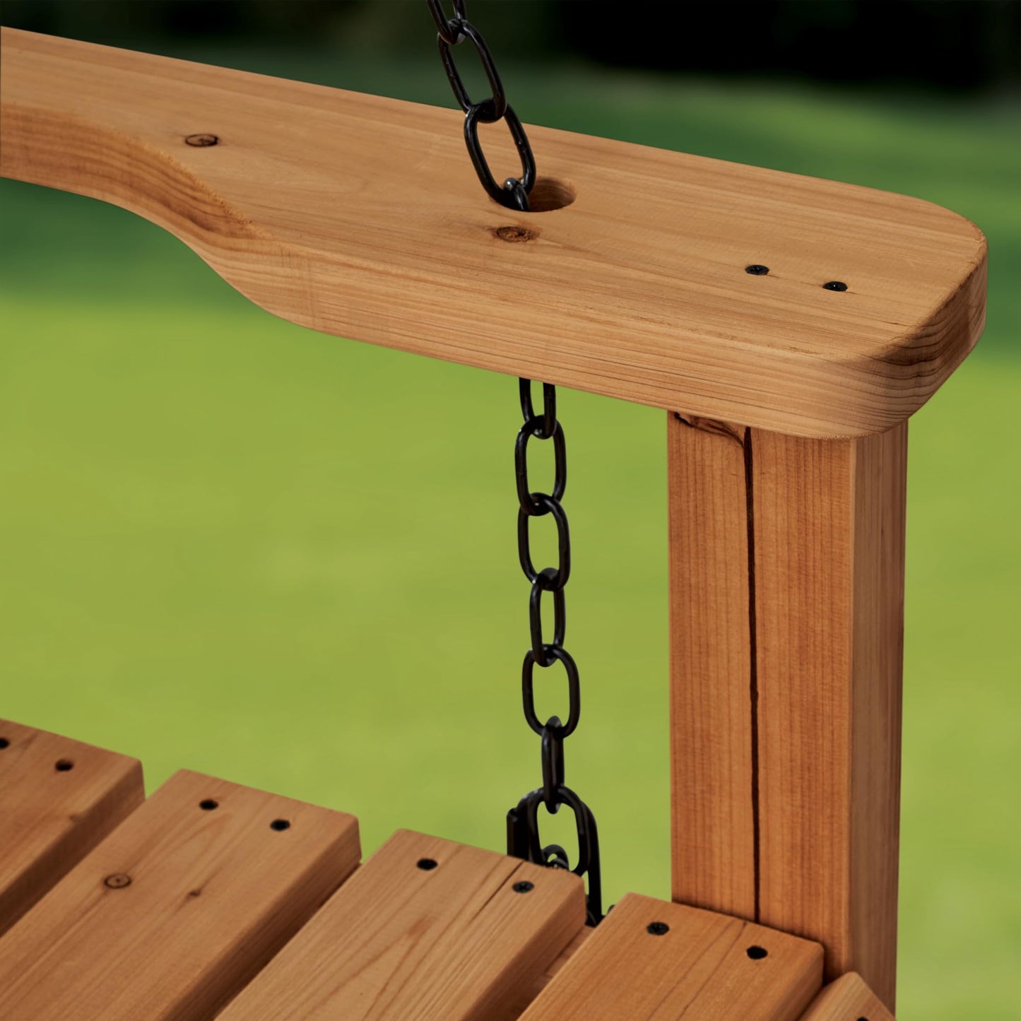 Backyard Discovery 55" Cedar Wood Farmhouse Outdoor Porch Swing Bench with Two-Person Seating, Durable Hanging Chains, Water-Resistant, Heavy-Duty 600 Lbs Weight Capacity for Patio, Deck, Garden