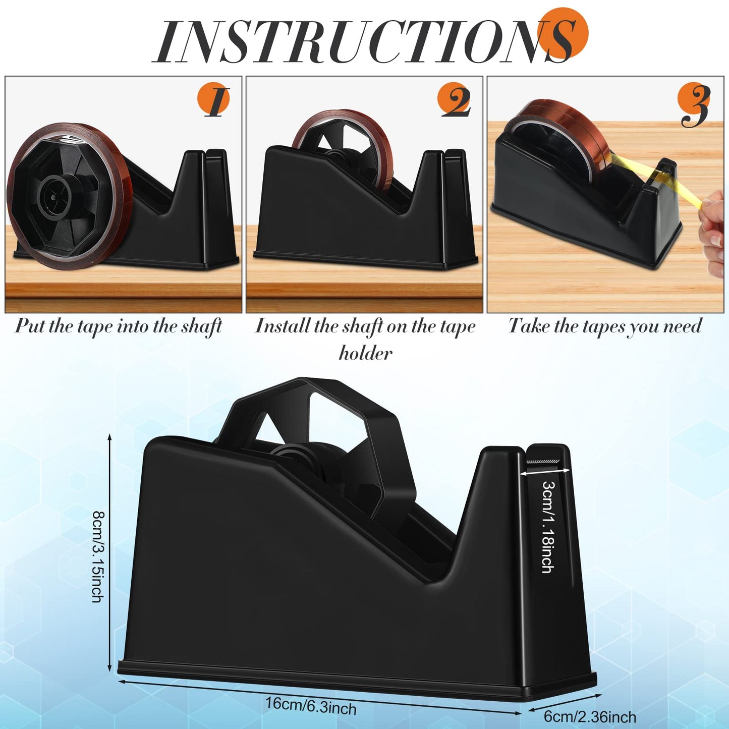 7 Pcs Heat Tape Dispenser Sublimation Set Tape Roll Dispenser with Weighted Nonskid Base and 4 Pieces Heat Transfer Tapes 2 Pieces Heat Resistant Gloves Heat Resistant Silicone Gloves (Black)