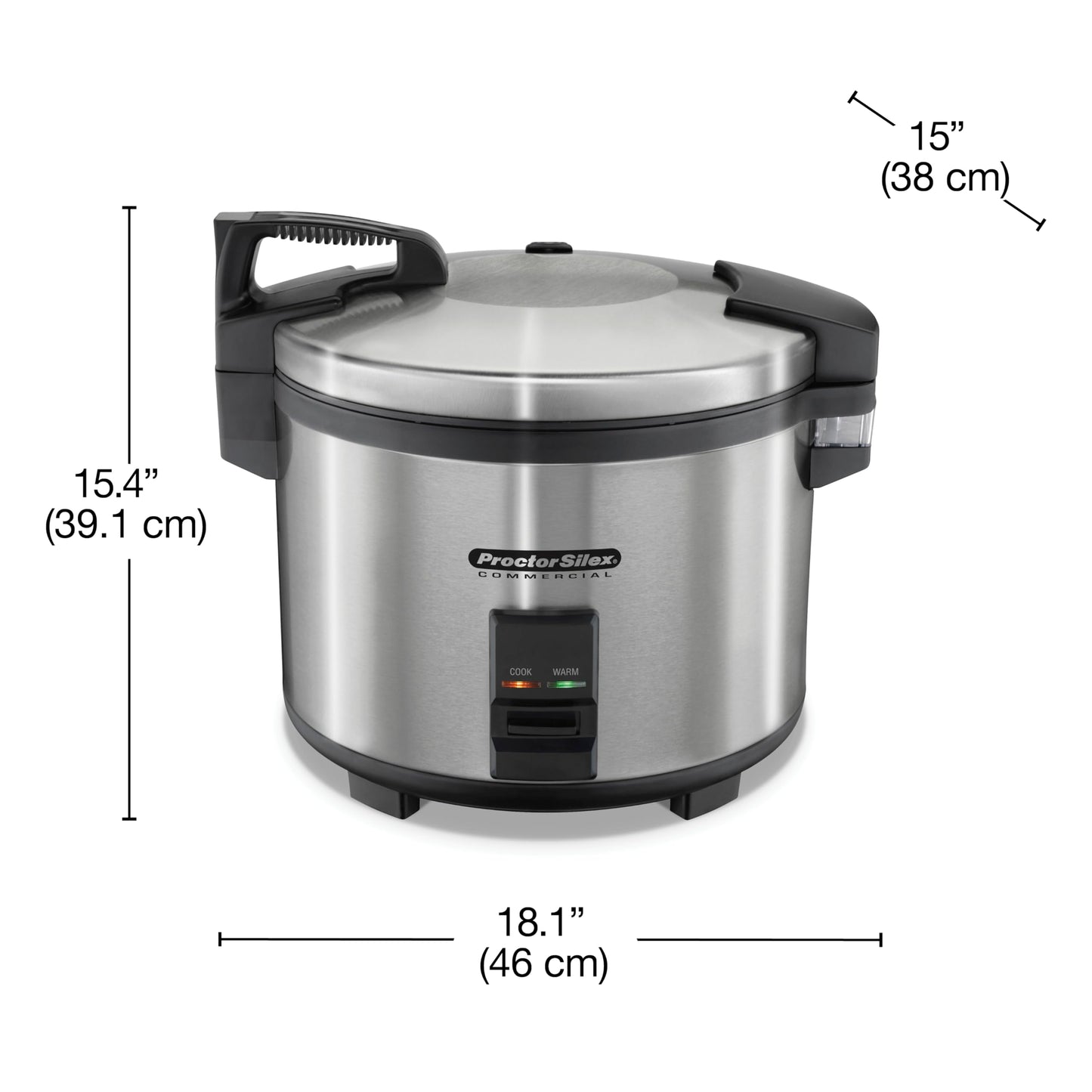Proctor Silex Commercial 37560R Rice Cooker/Warmer, 60 Cups Cooked Rice Capacity, Nonstick Inner Pot, Hinged Lid, Stainless Steel Housing, Conforms to NSF