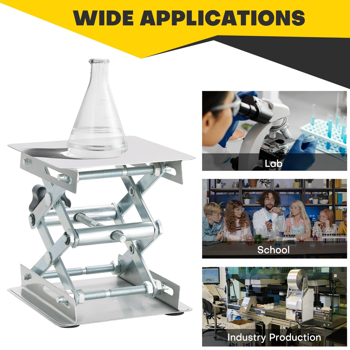 Acymner 4" x 4" Lift Table Lab Scissor Stand Platform | Stainless Steel Laboratory Lift Stand, Lab Lift Stand Table Lifting Jack Platform, Expandable Lift Height Range 1.7"/45mm to 5.9"/150mm