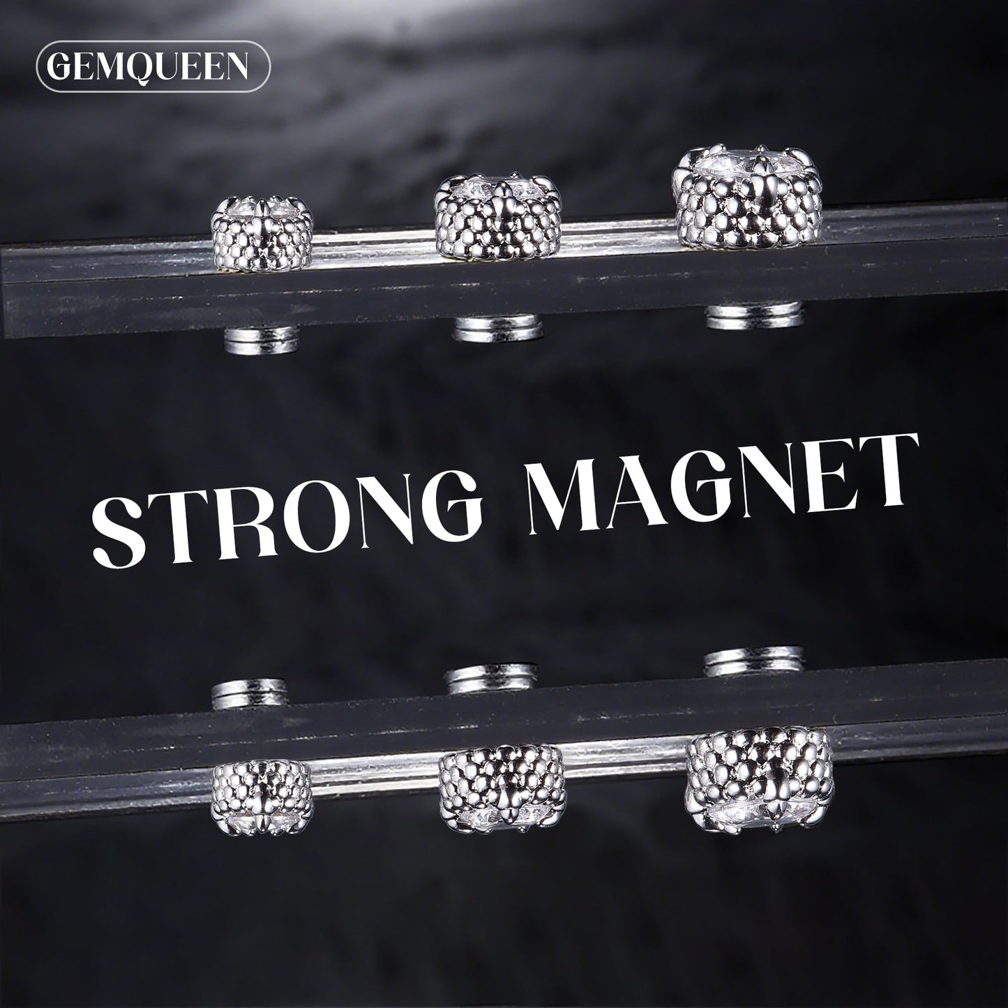 GEMQUEEN Magnetic Earrings for Men Women - 5A Shiny CZ Dragon Claw Punk Hypoallergenic Stainless Steel Non Piercing Clip on Fake Earrings Studs Silver 6.5MM Not Easy to Fall