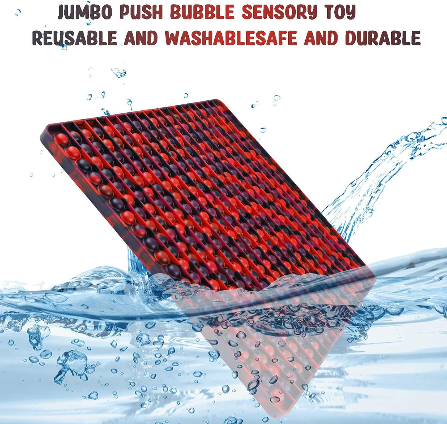 UimoKi 400 Bubbles Giant Fidget Toys for Kids Teens Adults, Big Jumbo 16 inch Red Square Sensory Toy for Kids 3-5 4-8 5-7 Boys Girls Birthday Gifts Party Favors Classroom Prizes