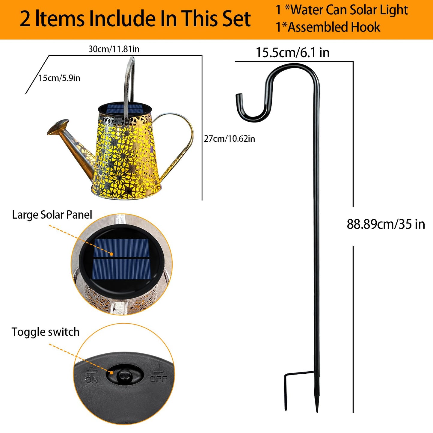Solar Watering Can Lights,Large Retro Metal Hanging Solar Lights Outdoor Waterproof, Birthday Gifts for Women Mom Grandma Garden Decor Yard Light LED Decoration Outside for Porch Lawn Patio
