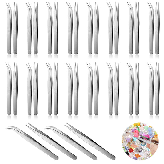40 Pcs Stainless Steel Tweezers Set, Upgraded High Precision Tweezers, High-end Long Tweezer for Craft, Electronics, Soldering, Model, Laboratory Work, Jewelry-Making