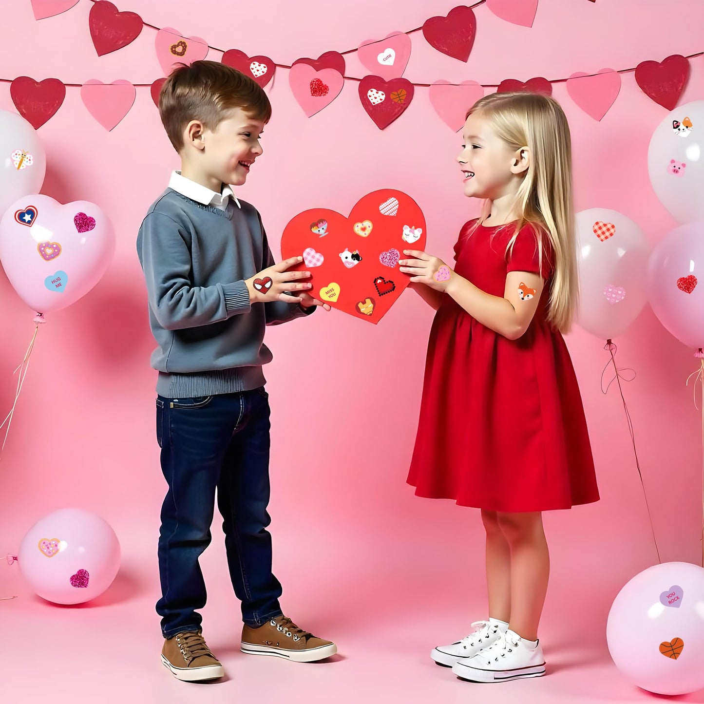 Gleebixi 1200pcs Valentines Heart Stickers for Kids, Valentine's Day Heart Stickers Book for Girls Boys Teens, 100th Day of School Project