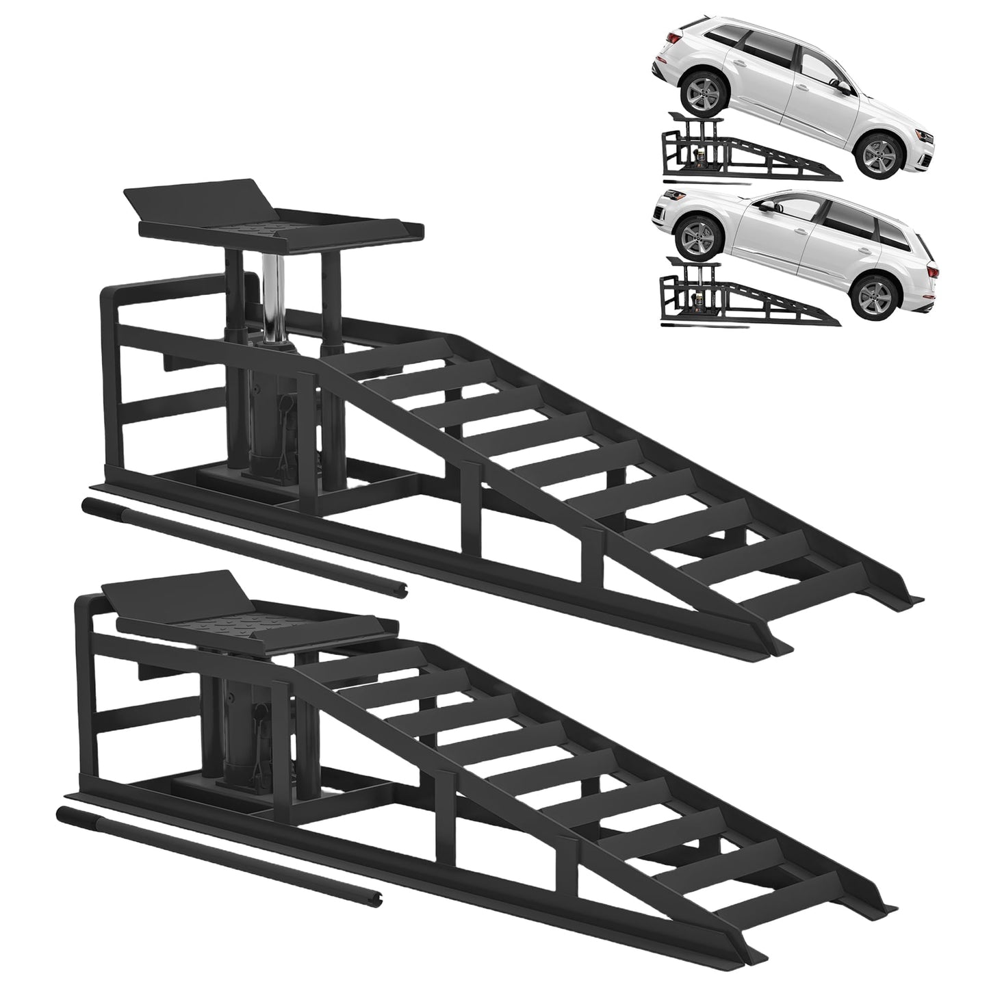 2 Pack Hydraulic Car Ramps 5 T 10000 LBS Low Profile Car Lift Service Ramps Truck Trailer Garage,Height Hydraulic Vehicle Ramps