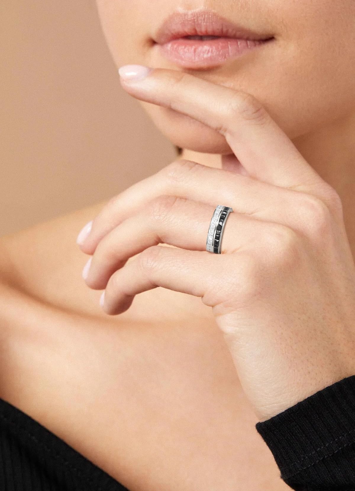 Frbod Moissanite Promise Ring Chunky Diamond Anniversary Jewelries Princess Cut Moissanite Wedding Band Size 7