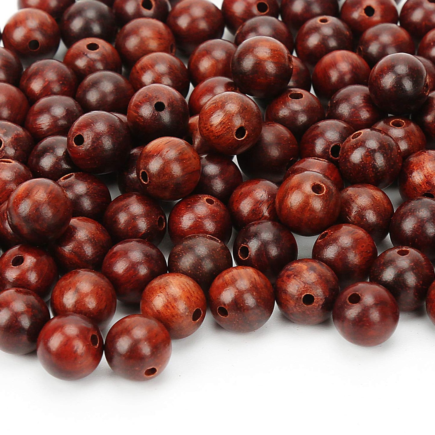 Prometis 200pcs 8mm Natural Sandalwood Round Beads Gorgeous Craft Handmade Polished Spacer Mala Pray Beads with Elastic Cord for Bracelets DIY Rosary Tasbih Jewelry Making
