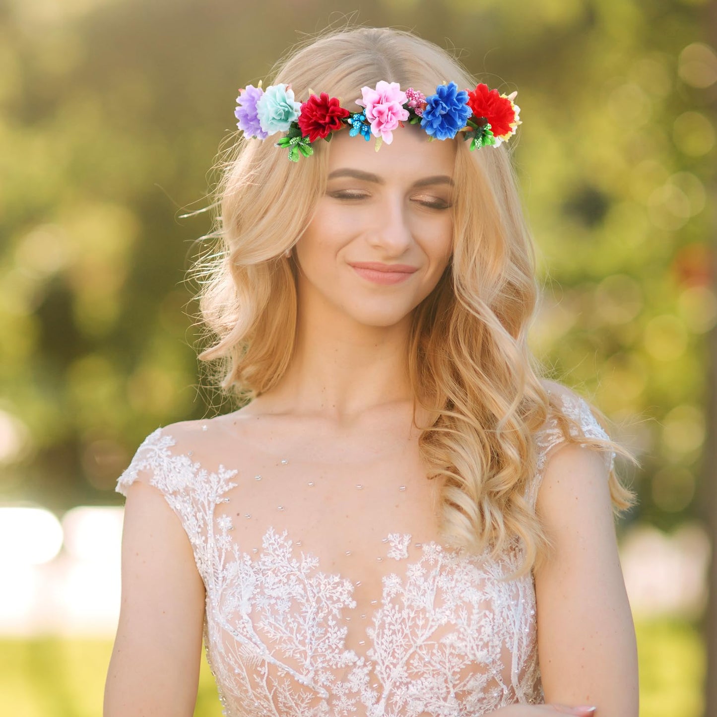 Zeyune 20 Sets Spring Tea Party Favor Flower Crowns Making Kit, Make Your Own Flower Crown Wreath Garland Headbands Craft Kit Handmade DIY Fairy Floral Hair Accessories Gift for Women