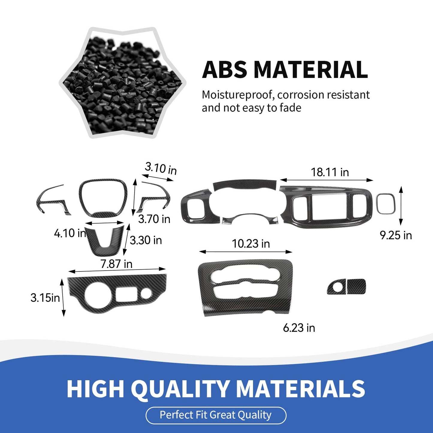 RAZPOY 13PCS Carbon Fiber Center Console Interior Trim Accessories Compatible with Dodge Charger 2015-2024