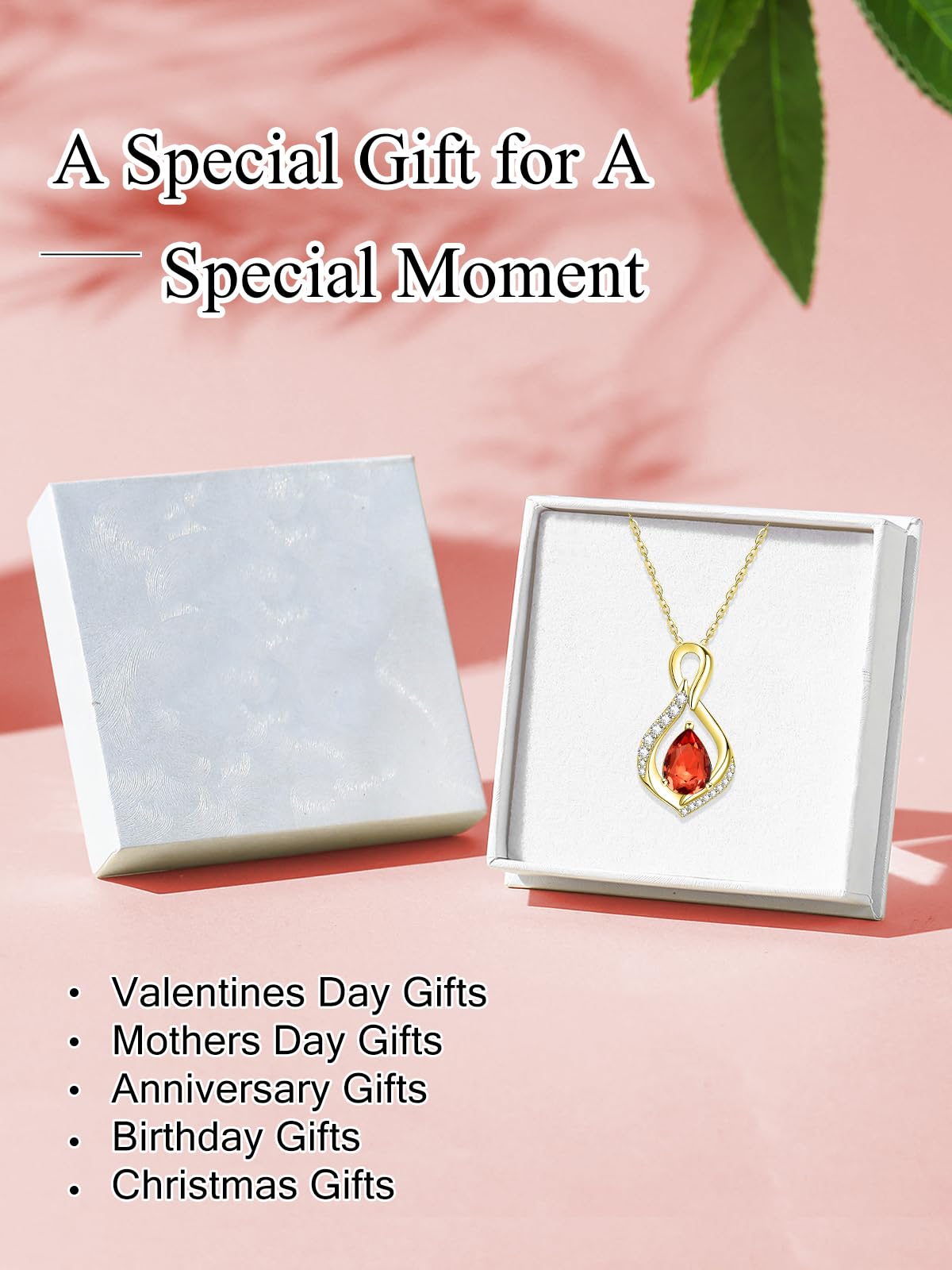JIYVY32 Created Ruby Infinity Necklace for Women July Birthstone Necklaces 14k Gold Plating Anniversary Birthday Gifts for Wife Her Mom Girlfriend Birthstone Jewelry Gifts for Women