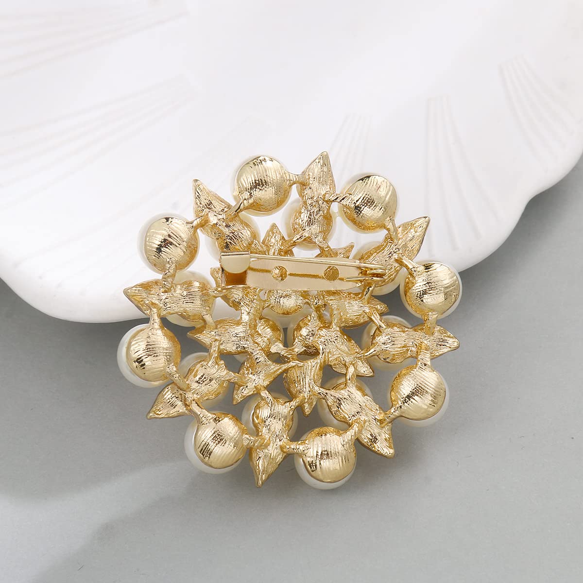 MEEDOZ Crystal Rhinestone Flower Brooch Pin Set for Women DIY Bridal Wedding Bouquet Kit (Gold-tone 6pcs)