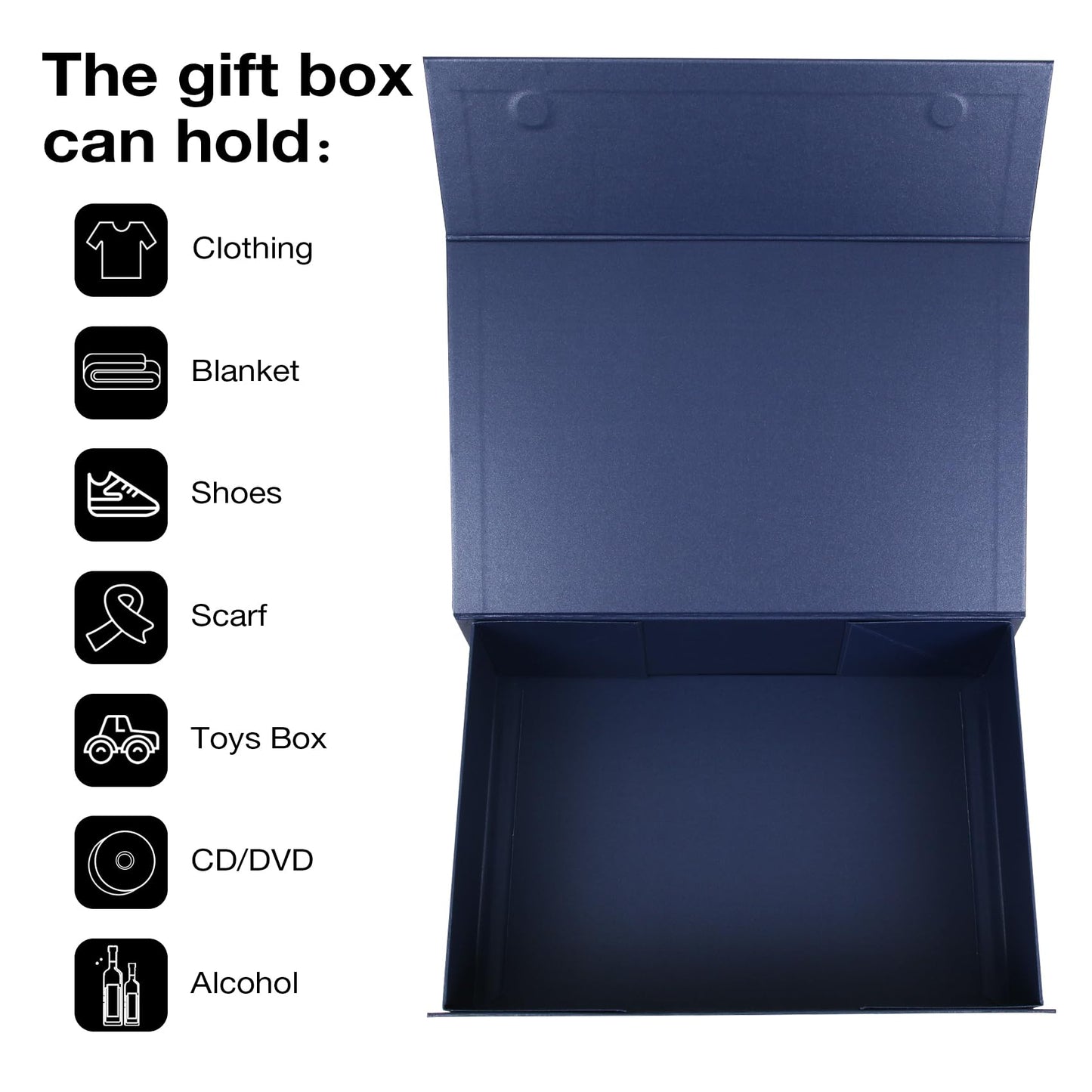 Aimyoo Navy Blue Magnetic Gift Boxes with Lids 10.5x7x3 in, Medium Bridesmaid Groomsman Proposal Box, Rectangle Collapsible Box for Present Graduation Birthday Storage 5 Pack