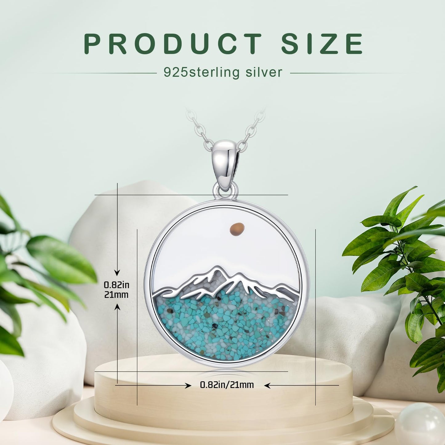 Suiknsn Mustard Seed Necklace 925 Sterling Silver Turquoise Mountain Necklace Faith Cross Pendant Christian Jewelry Hiking Gifts for Women Mom