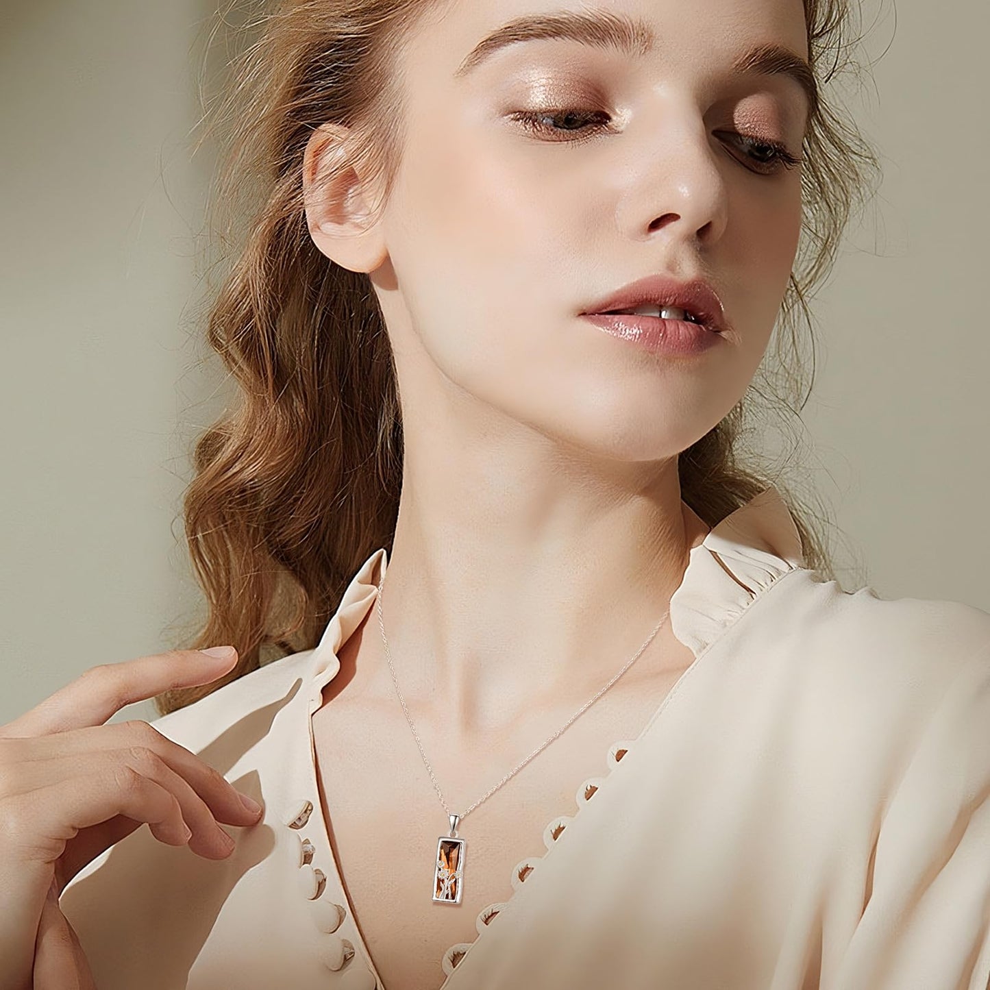 AENEAS Daisy Necklace for Women Sterling Silver Pendant Brown Quartz Necklace Crystal Daisy Flower Jewelry Gifts for Her Wife