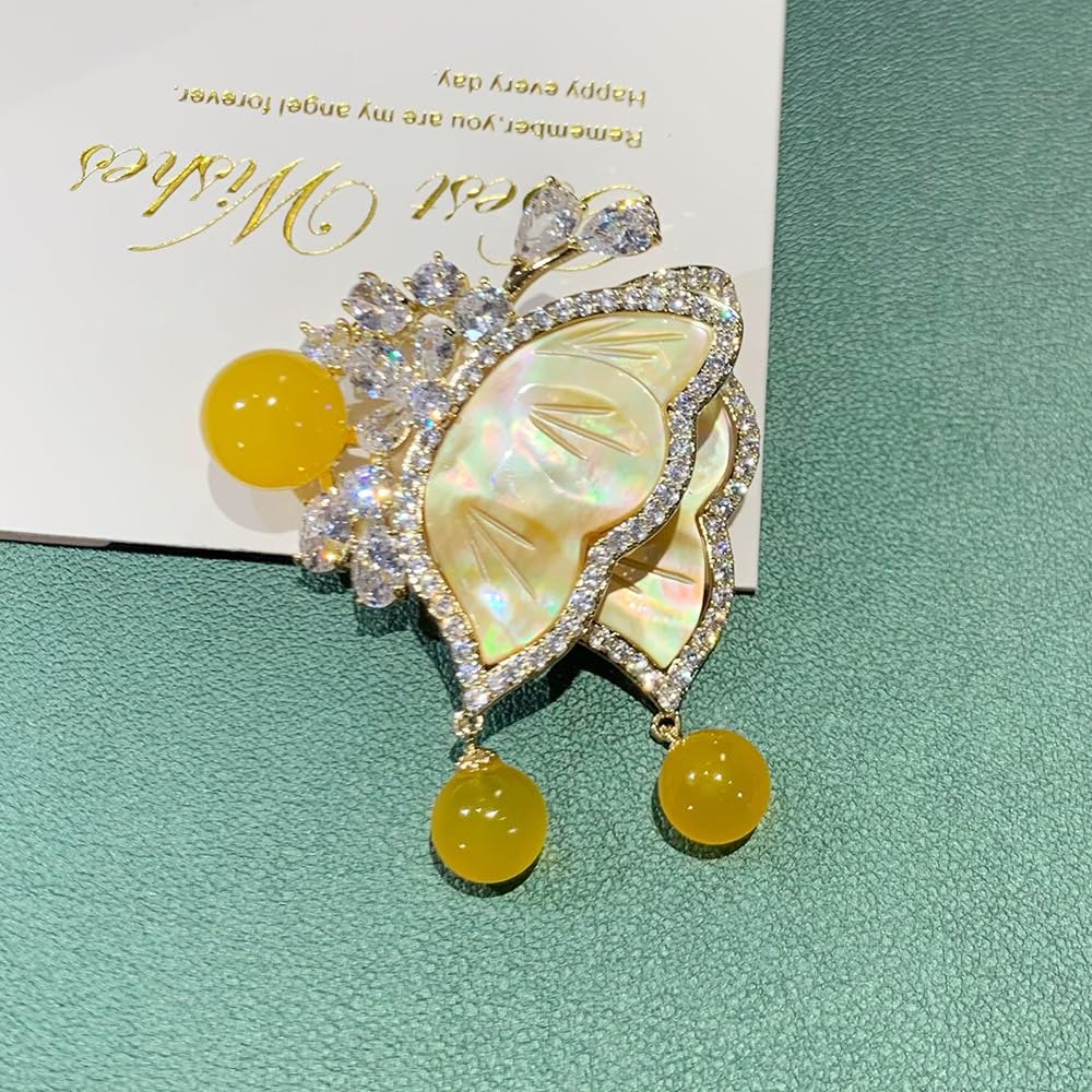 AILONMEI Pearl Flower Brooch and Pins for Women Large Gold Luxury Elegant Pin Christmas Gift Jewelry (GS010)