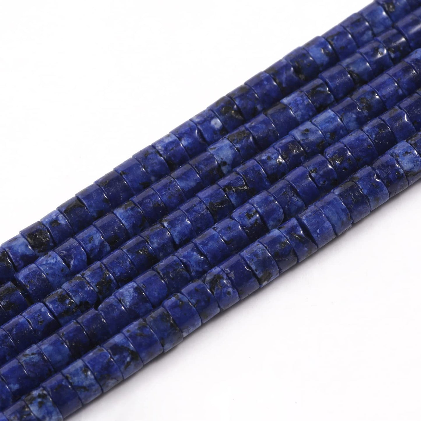 NITOPUPU 150Pcs 4×2mm Natural Lapis Lazuli Spacer Stone Beads for Jewelry Making Supplies, Loose Semi Flat Round Gemstone Tube Beads for Bracelets DIY Crafts