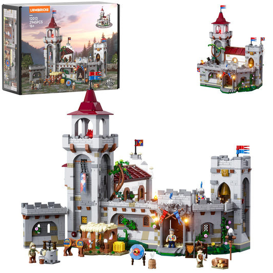 Lumibricks Medieval Guard Post Lighting Building Bricks Set - Middle Ages Castle Modular Collection Display Kit with Minifigures 2945 Pcs for Adults & Teens