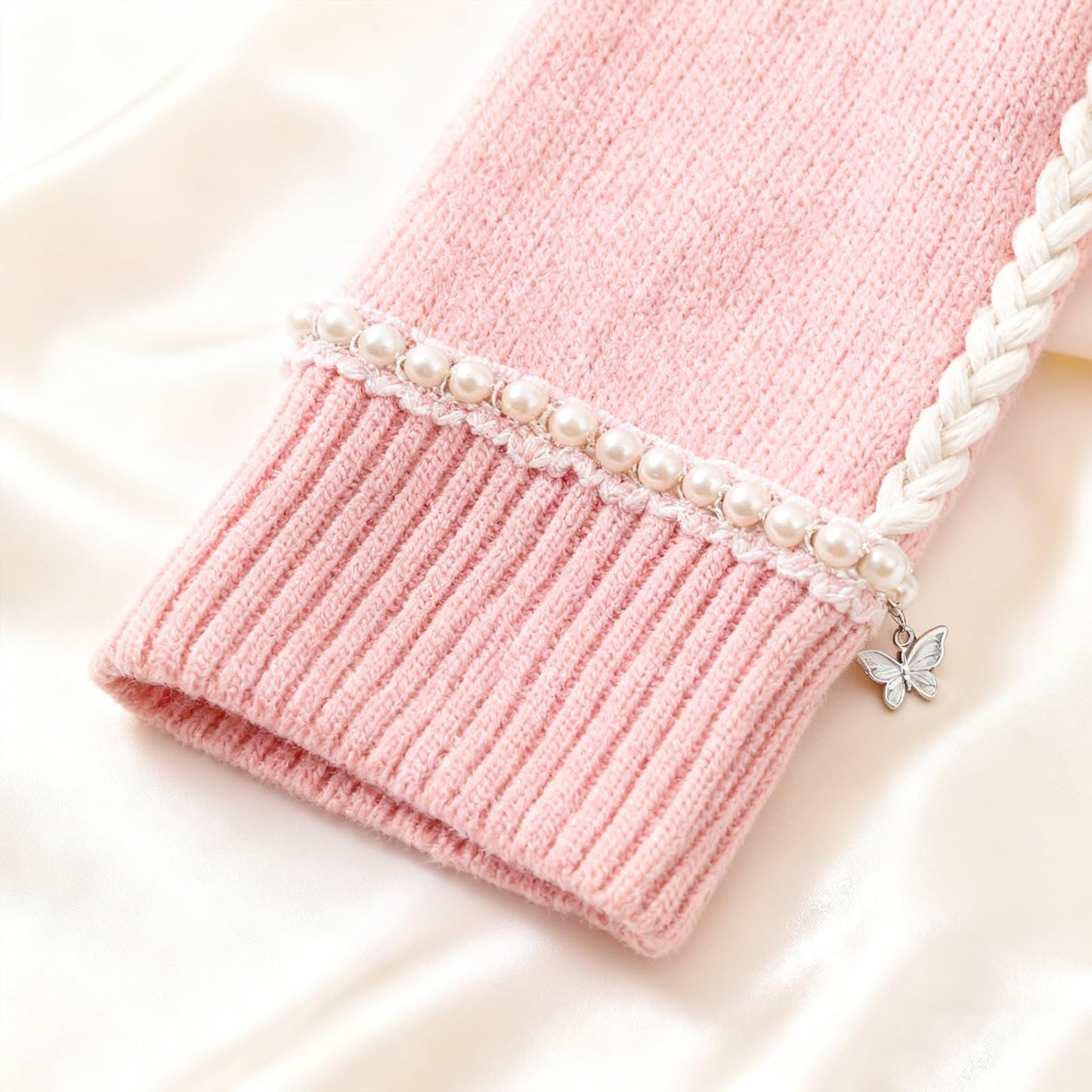 HLTOO 5 Yards Pearls Lace Ribbon Trim, White Beaded Fringe Trim Applique, for Sewing Clothing, Curtains, Wedding Decoration, Bridal Dress, Belt, Headwear, 5 Styles