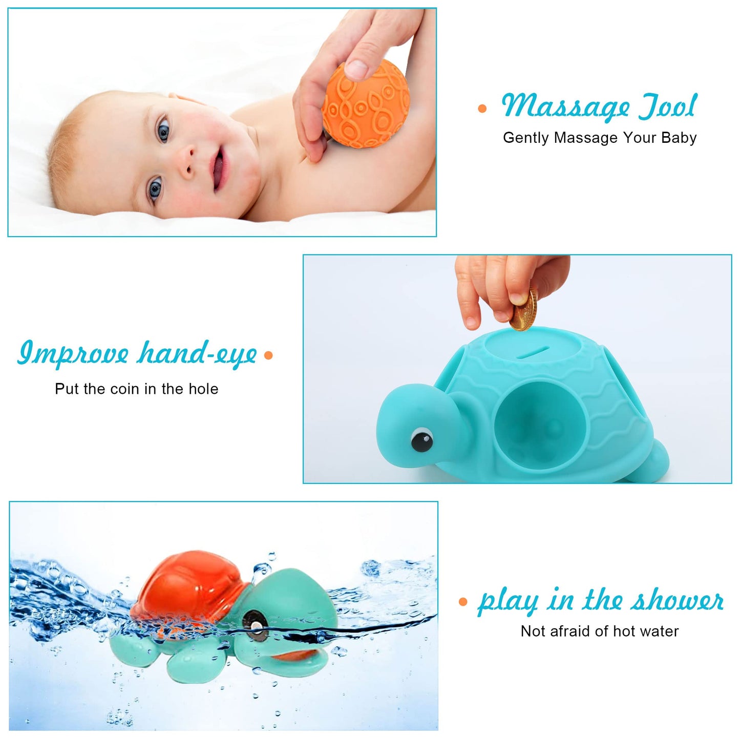 ROHSCE Sensory Balls for Baby Sensory Baby Toys 6 to 12 Months for Toddlers 1-3, Sensory Turtle Toy with Sensory Balls, Montessori Toys for Babies 6-12 Months Infant 0-6 Months (12 Pack)