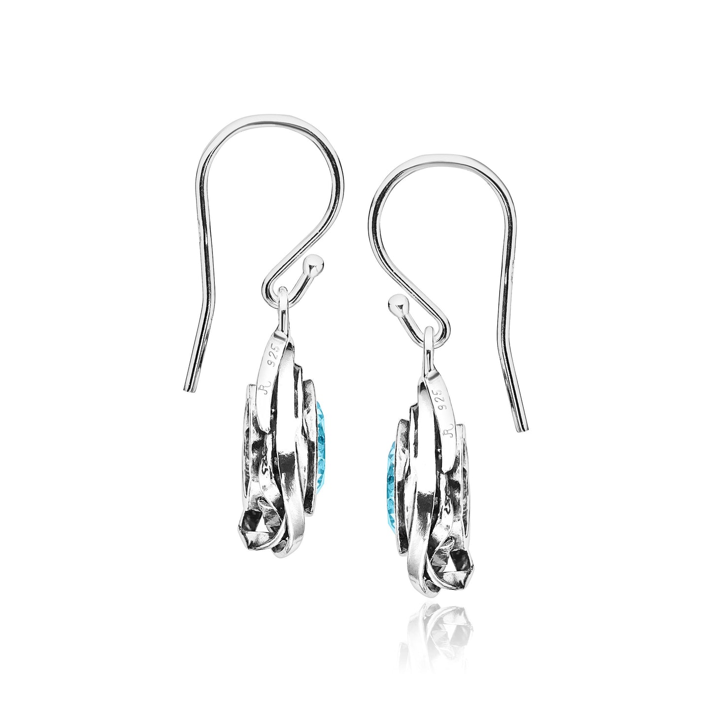 JEAN RACHEL JEWELRY 925 Sterling Silver Dangle Earrings for Women-Wire Wrap with Bezel Set Cubic Zirconia Vintage Design-HypoallergenicLead&Nickel FreeArtisan Handcrafted Statement Earrings,Aquamarine