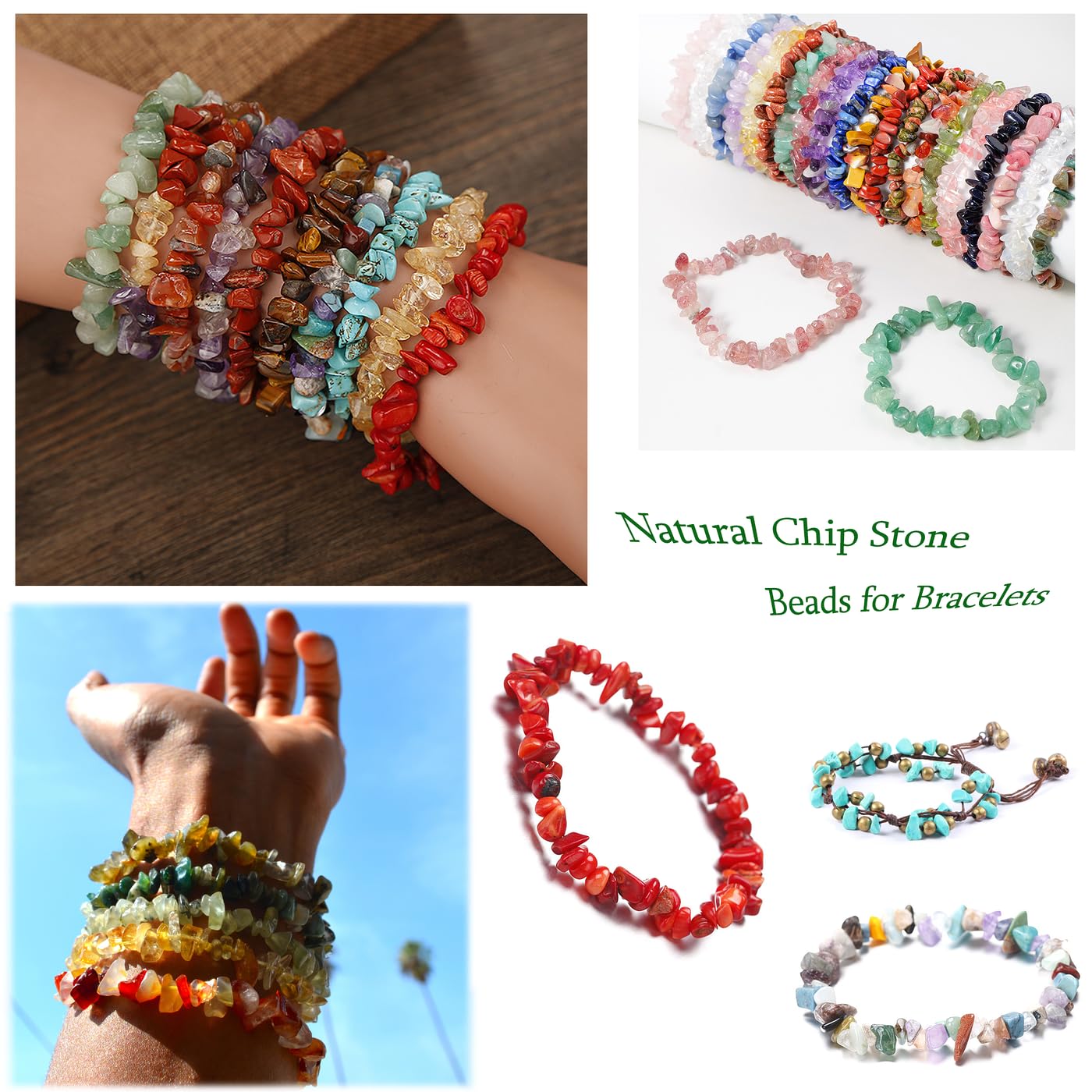 XIANNVXI Sunstone Beads, Natural Chip Stone Beads 400Pcs Crystal Bead 5-8mm Irregular Healing Crystal Loose Rocks for DIY Jewelry Making