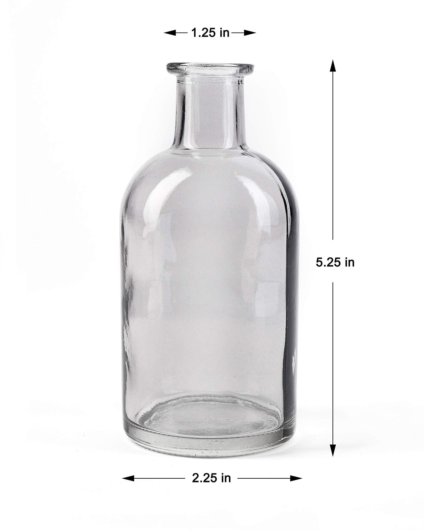 Bud Vases, Apothecary Jars, Decorative Glass Bottles, Centerpiece for Wedding Reception, Elegant Antique Decoration, Mini Flower Vases, Small Medicine Bottles for Home Decor (Smoke Gray, Set of 6)