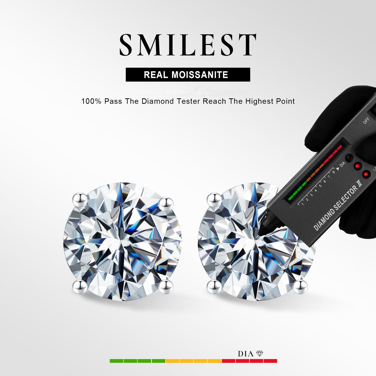 SMILEST 1 ct Moissanite Screw Back Earrings for Men Women, Round Cut Lab Created Earrings 925 Sterling Silver Moissanite Earring Anniversary Birthday Gifts