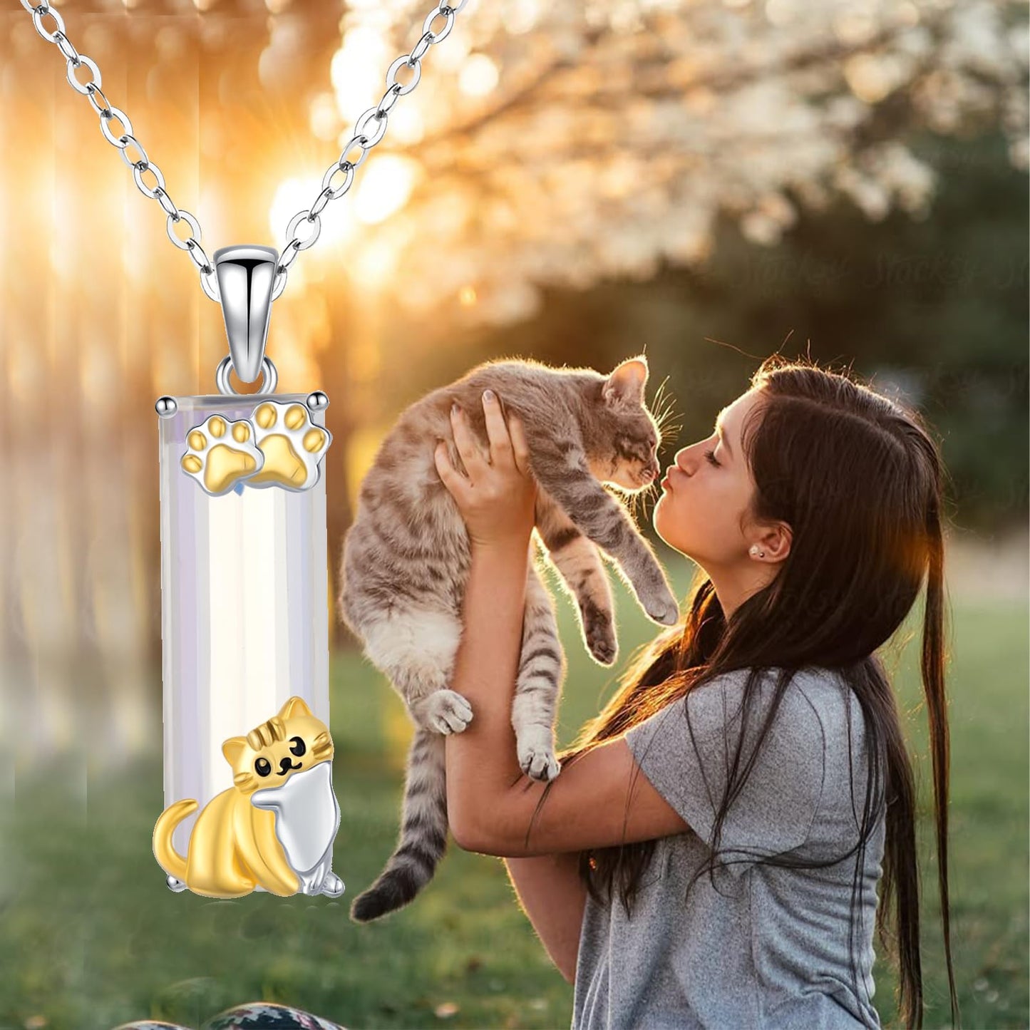 AENEAS Cat Necklace 925 Sterling Silver Crystal Animal Pendant Cute Paw Graduation Jewelry Gifts for Friend Daughter Her Wife Women