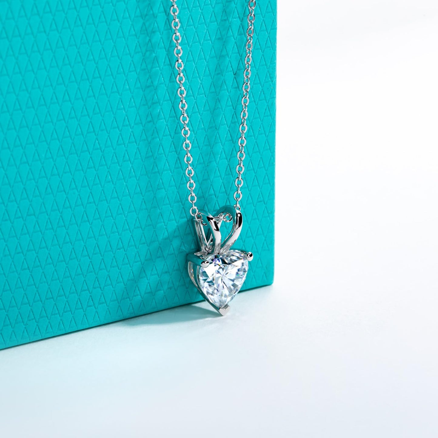 AnuClub Heart Shape Moissanite Pendant Necklace 2CT D Color VVS1 925 Sterling Silver Romantic Daily Wear Necklace for Women Wife Her with Certificate, 40+2+3cm Adjustable Chain