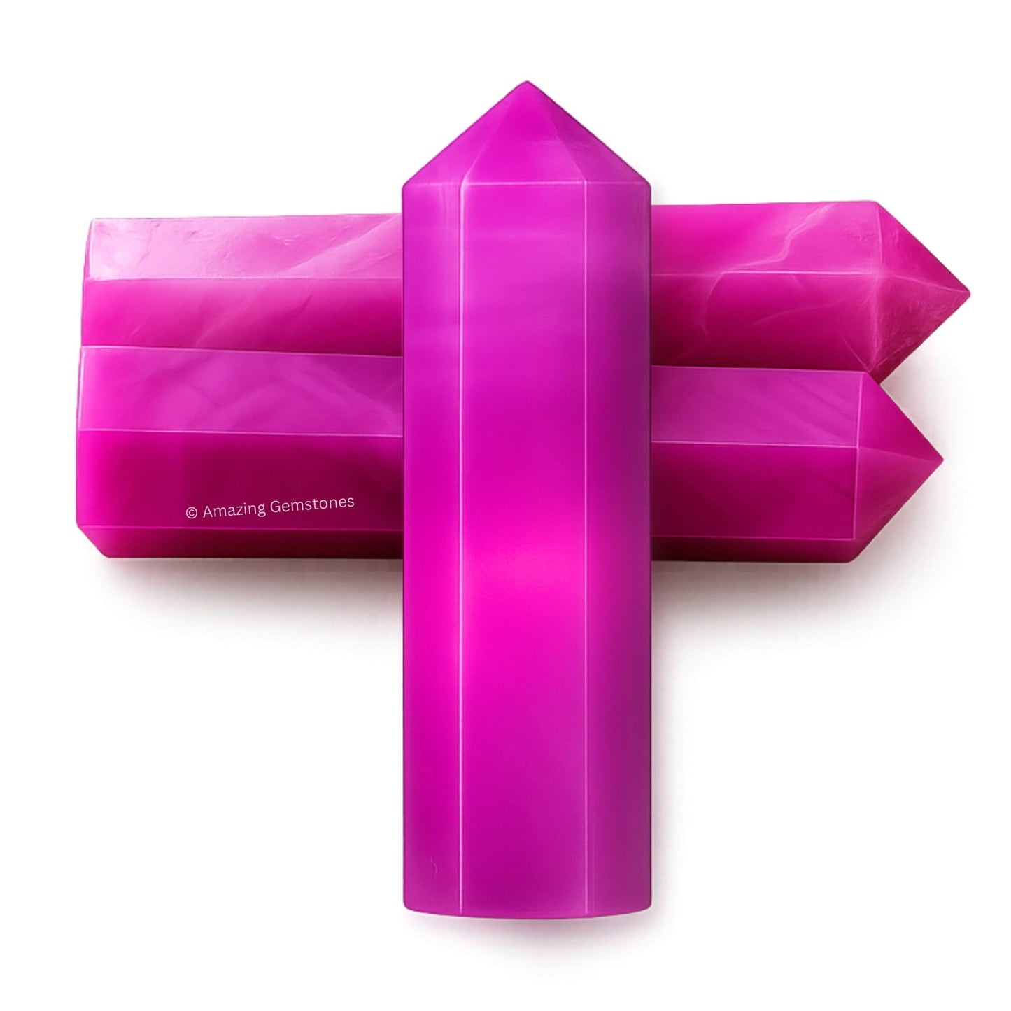 Amazing Gemstone Pink Onyx Crystal Points Bulk Healing Crystals & Stones - Pack of 3 Single Terminated Healing Wand Point Bulk Crystals for Crafts, Crystal Grid, DIY Work - Premium Crystals