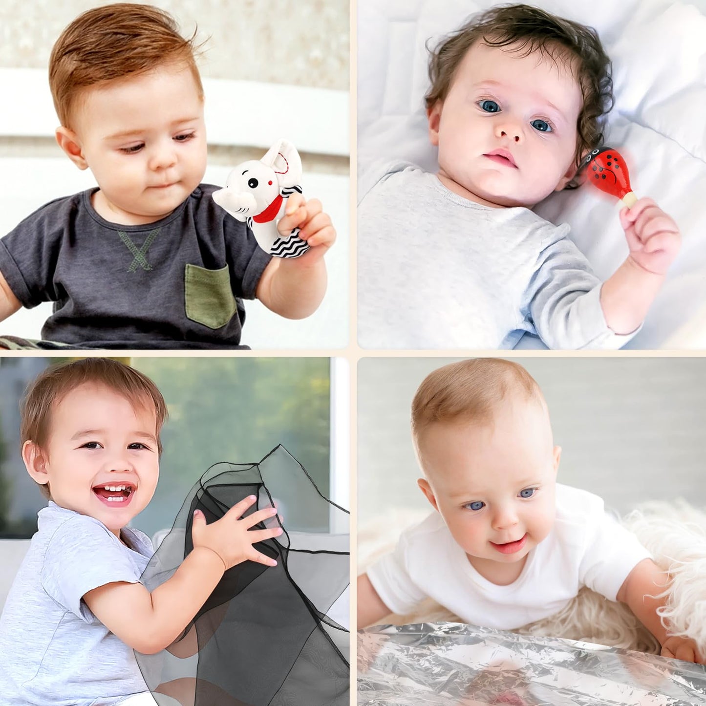 Dreamon 32PCS High Contrast Black and White Baby Sensory Toys, Newborn Tummy Time Toys with Rattle, Soft Book & Flash Cards, Montessori Infant Toys for 0-12 Months Boys Girls Shower Gifts