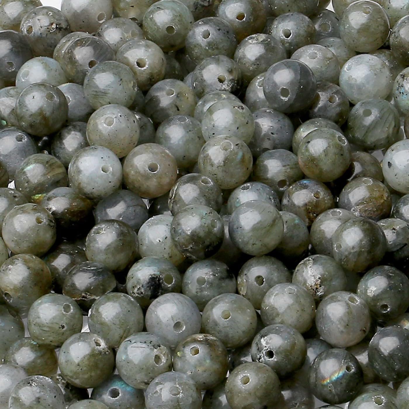 LAIDANLA Labradorite 8mm Natural Stone Beads Round Loose Gemstone Stone Beads for DIY Bracelet Necklace Earrings Jewelry Making Polishing Genuine Real Beading Crystal 96PCS 2 Strand 32"