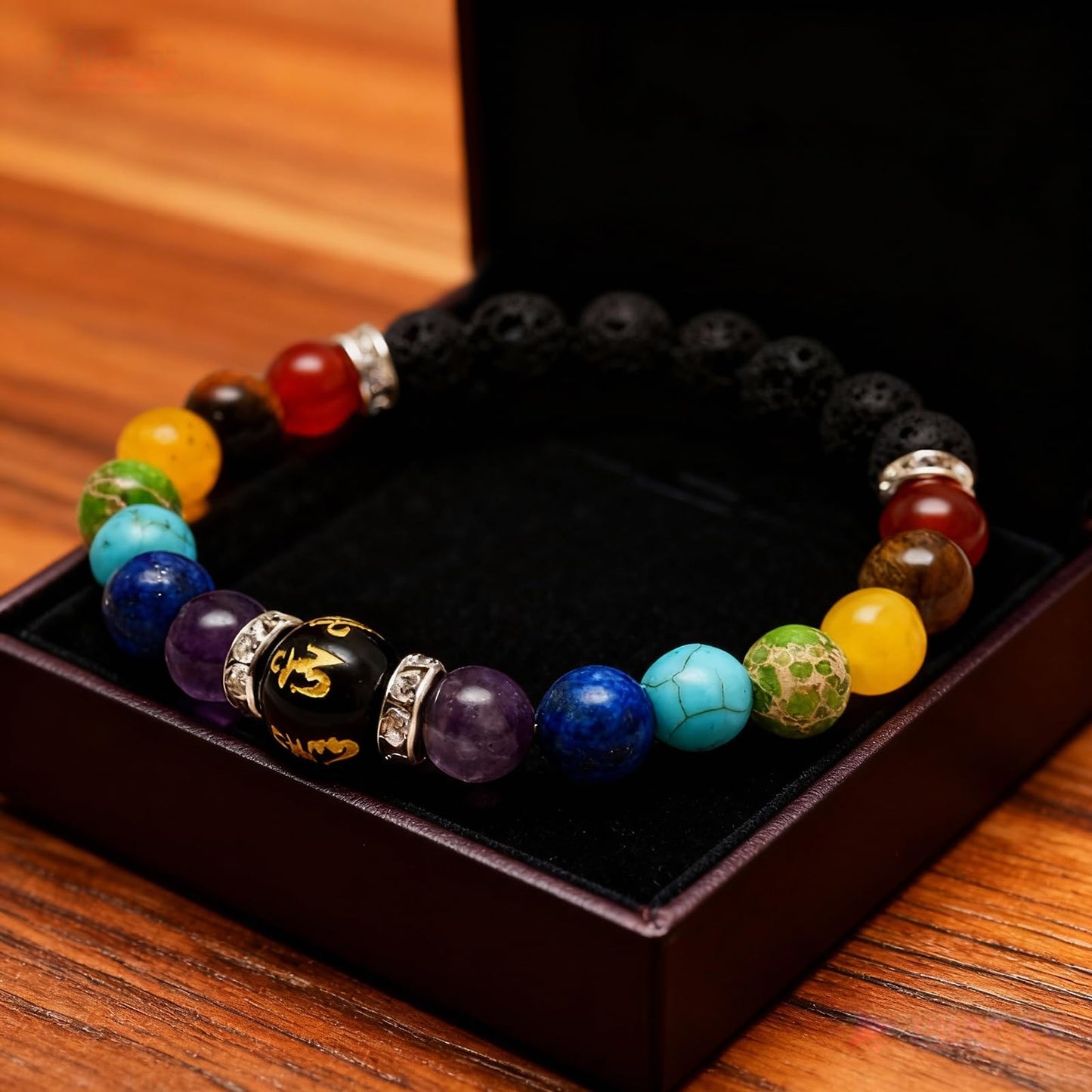 IQPDYV Chakra Bracelet for Women Natural Stone Healing Crystal Bracelet Crystal Anxiety Relief Bracelets for Meditation Relaxation Inspirational Jewelry Gift (A.)