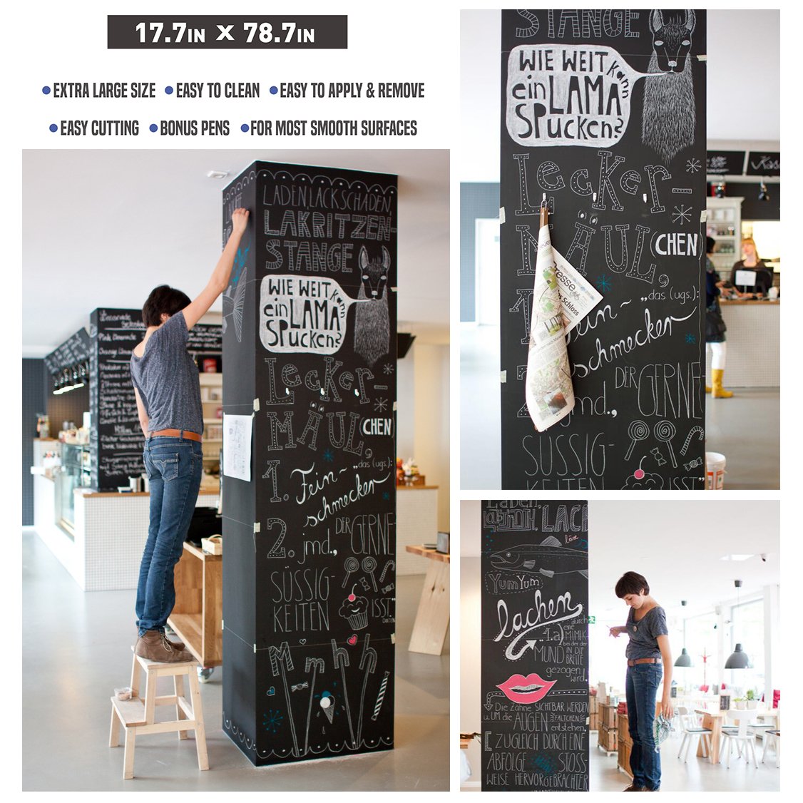 Nicpro Chalkboard Contact Paper Roll, 17.7" X 78.7" (6.5 Feet) Self Adhesive Blackboard Wallpaper, Chalk Paper Classroom Decor Sticker with 1 Marker & 5 Chalk for Home Office School Teacher Suppliers