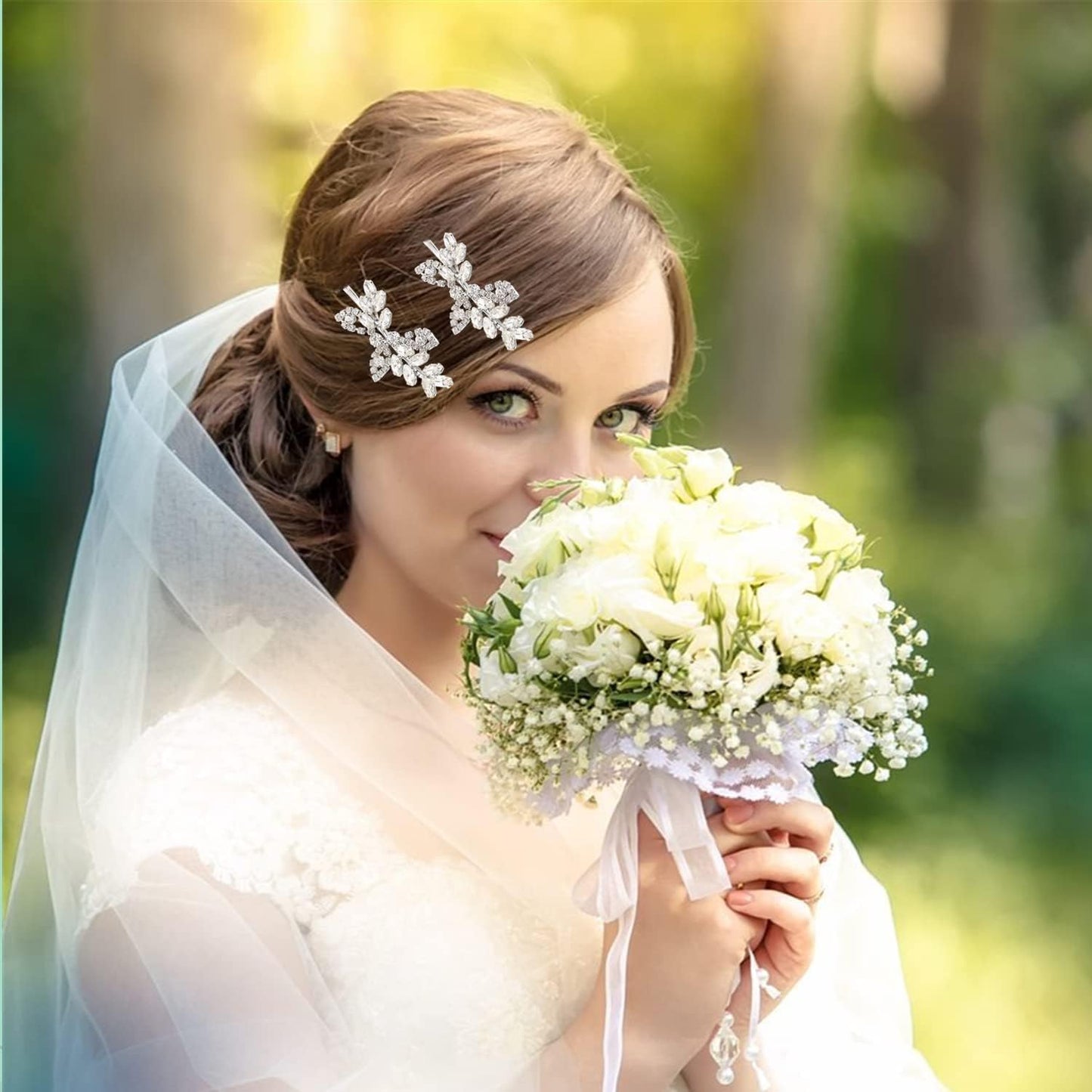 10 Pieces Rhinestone Hair Pins, Silver Leaf Hair Clips Crystal Wedding Hair Clips for Brides, Elegant Rhinestone Hair Accessories for Women Girls
