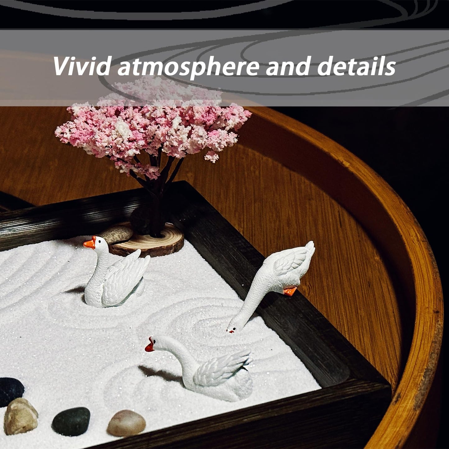 SRAYW Zen Garden Kit for Desk Decor. 11x7.5'' Beautiful Japanese Mini Zen Garden Meditation Gifts Set for Home,Office Desk＆Meditation Room.6 Tools ＆ 18 Accessories. Zen Sand Tray Therapy