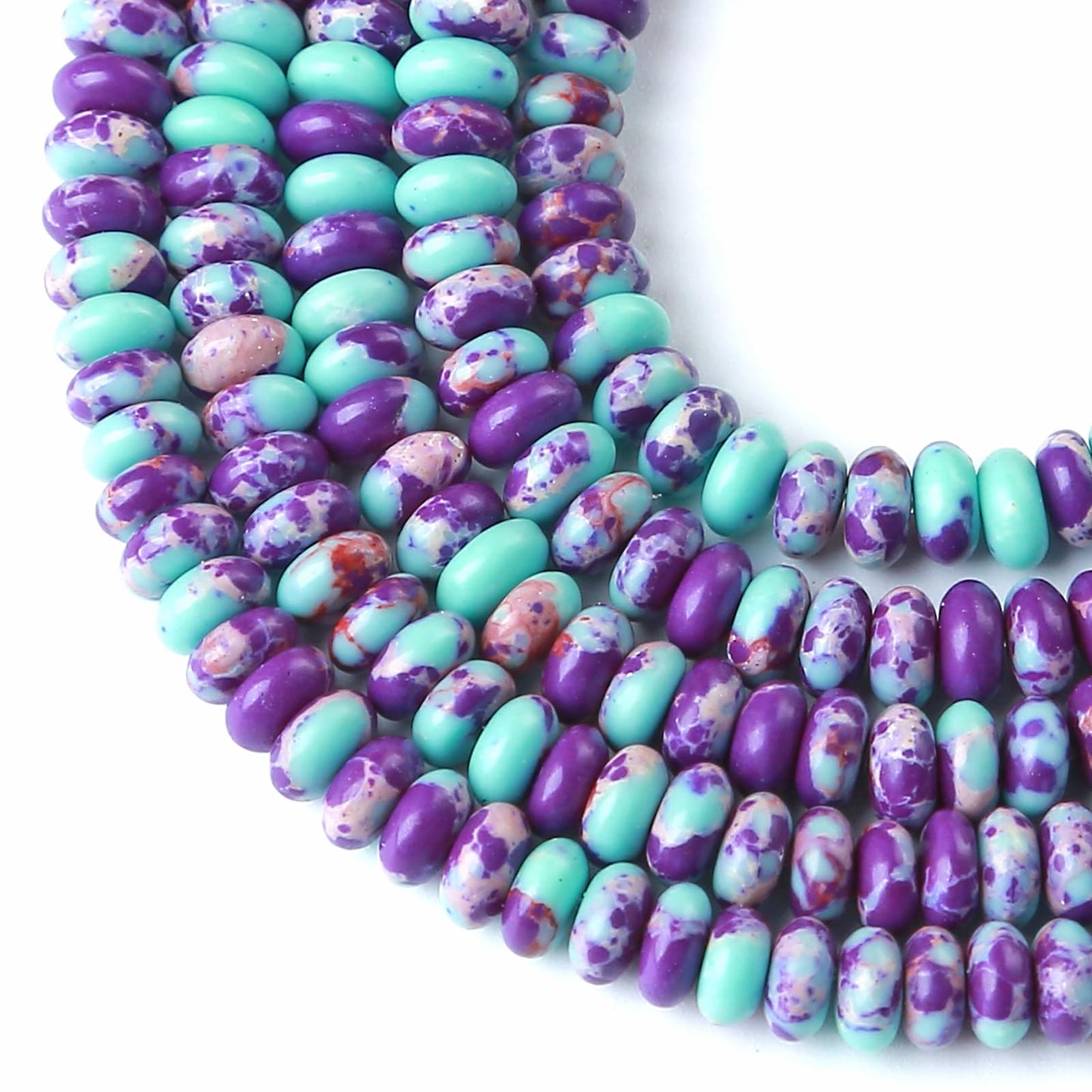2x4MM 150PCS Galaxy Sea Sediment Impression Jade Tube Abacus Rondelle Disk Spacer Loose Beads for Jewelry Making