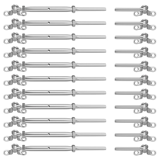 KALLSDY 16 Pairs Stainless Steel Cable Railing Kit Fit 5/32" Wire Rope, Angle 180°Adjustable Swage Toggle Turnbuckle Tensioner and End Fitting, T316 Marine-Grade Cable Railing Hardware for Wood Post