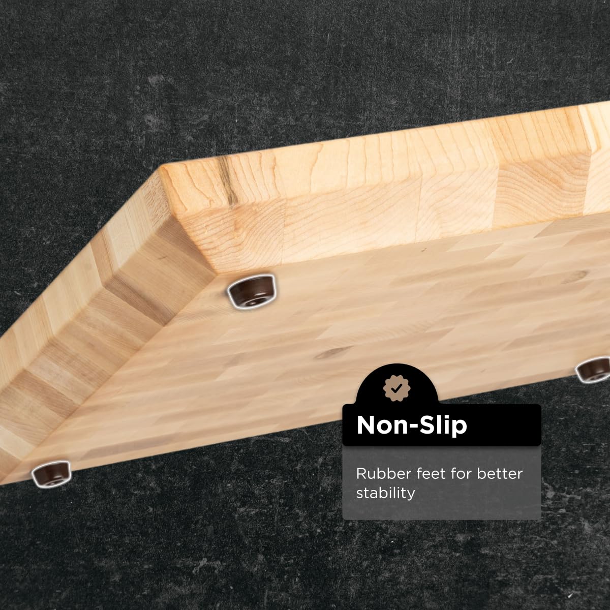 WoodForChef Heritage Large Maple End Grain Cutting Board – Heavy Butcher Block Board with Feet & Mineral Oil Bottle – Foodsafe Wooden Prep Deck for Kitchen & Professional Chefs - 18x16x2 inches